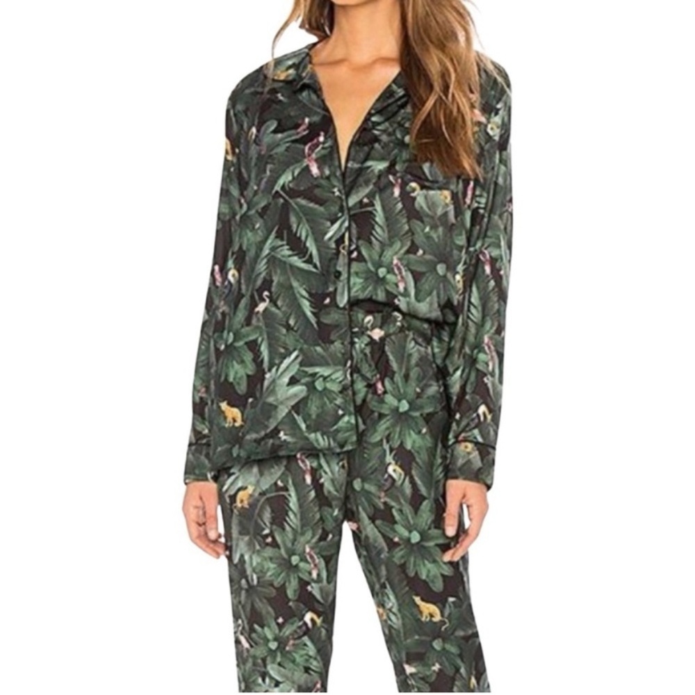 Plush x Revolve Jungle Print Matching Pajama Set, Long Sleeve